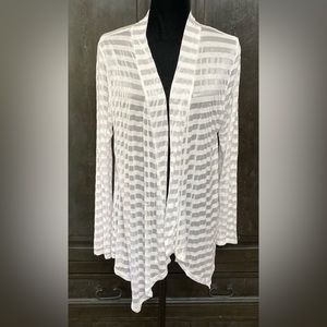 Ava James white stripe sheer jacket. Size Medium